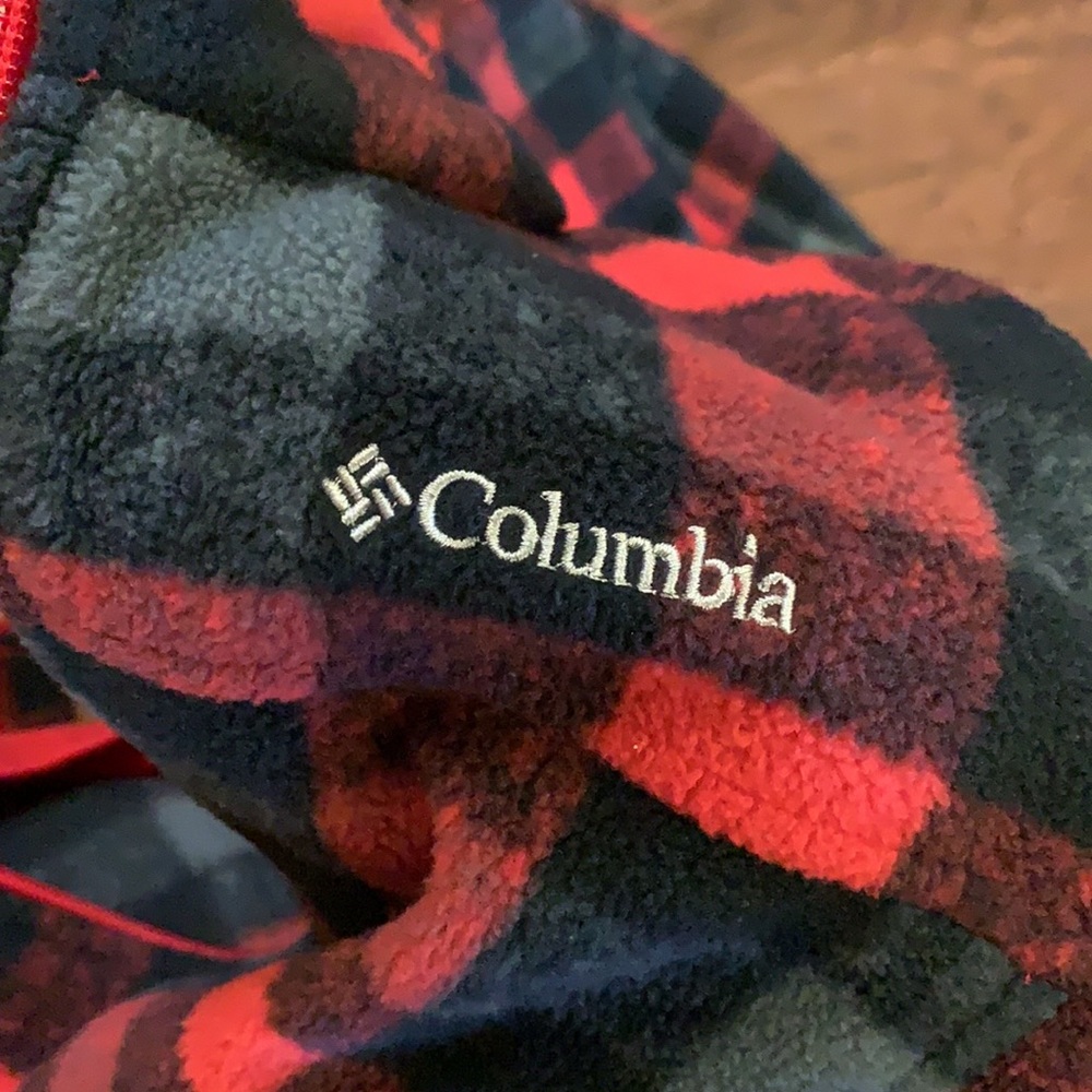 Children’s Red Plaid Columbia Fleece Zip Up Jacket - Picture 2 of 7